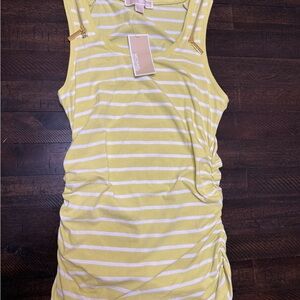 Michael Kors Lime and White Striped Top